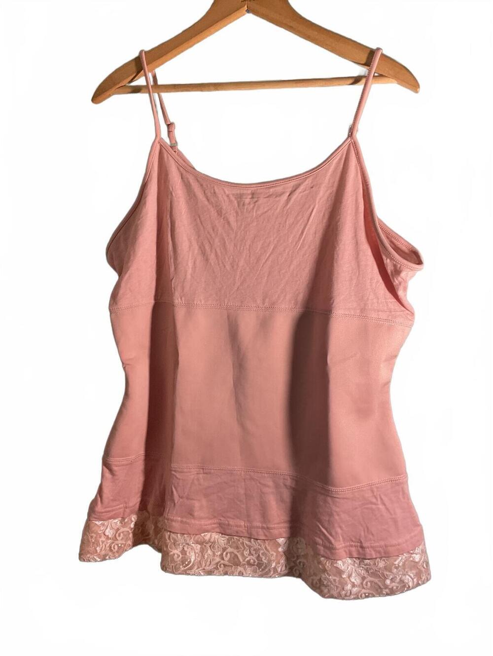Logo Instant Chic Pink Lace Trim Camisole Top XL